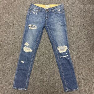 Paige Jimmy Jimmy Skinny Jeans Womens Size 25 Blue Denim Distressed
